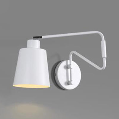 1 Bulb Wall Sconce Modern Style Bucket Metal Sconce Wall Lighting with Adjustable Arm in White for Corridor White Clearhalo 'Cast Iron' 'Glass' 'Industrial' 'Modern wall lights' 'Modern' 'Tiffany' 'Traditional wall lights' 'Wall Lamps & Sconces' 'Wall Lights' Lighting' 97017