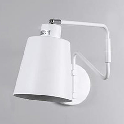 1 Bulb Wall Sconce Modern Style Bucket Metal Sconce Wall Lighting with Adjustable Arm in White for Corridor Clearhalo 'Cast Iron' 'Glass' 'Industrial' 'Modern wall lights' 'Modern' 'Tiffany' 'Traditional wall lights' 'Wall Lamps & Sconces' 'Wall Lights' Lighting' 97018