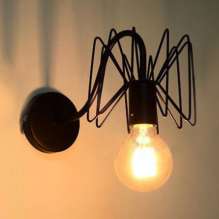 Retro Style Spider Wall Mounted Light with Gooseneck Arm 1 Head Iron Wall Lamp in Black for Corridor Clearhalo 'Art deco wall lights' 'Cast Iron' 'Glass' 'Industrial wall lights' 'Industrial' 'Middle century wall lights' 'Modern' 'Rustic wall lights' 'Tiffany' 'Traditional wall lights' 'Wall Lamps & Sconces' 'Wall Lights' Lighting' 97277
