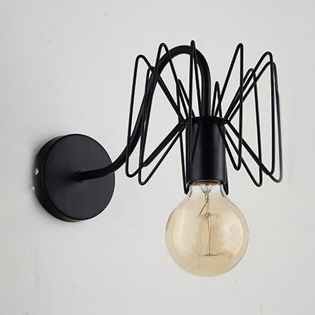 Retro Style Spider Wall Mounted Light with Gooseneck Arm 1 Head Iron Wall Lamp in Black for Corridor Clearhalo 'Art deco wall lights' 'Cast Iron' 'Glass' 'Industrial wall lights' 'Industrial' 'Middle century wall lights' 'Modern' 'Rustic wall lights' 'Tiffany' 'Traditional wall lights' 'Wall Lamps & Sconces' 'Wall Lights' Lighting' 97278