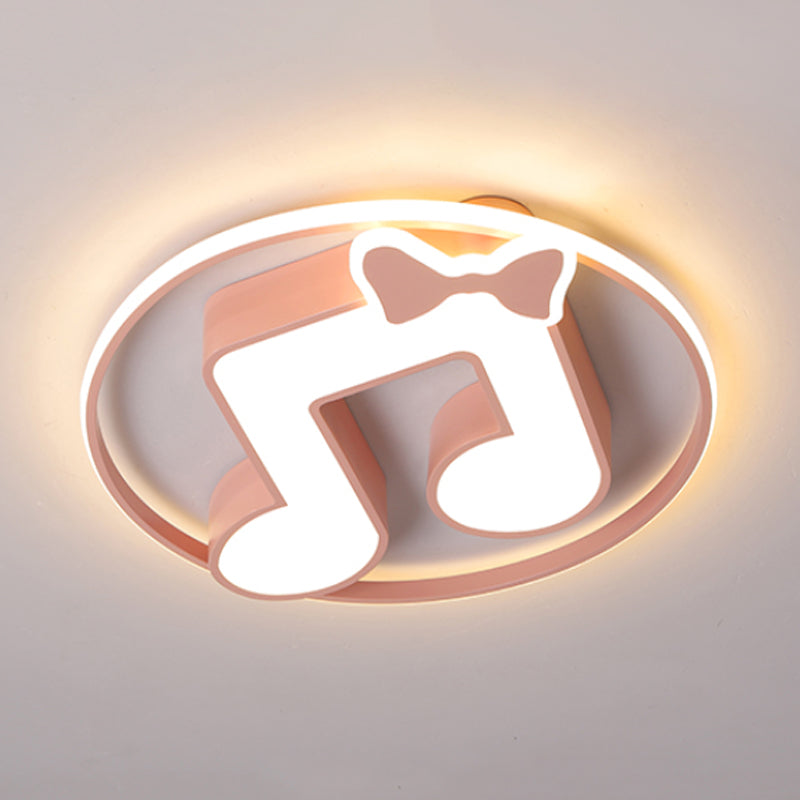 Musical Note Acrylic Ceiling Fixture Cartoon Pink/Light Blue LED Flush Mount Light with Ring in Warm/White Light Clearhalo 'Ceiling Lights' 'Close To Ceiling Lights' 'Close to ceiling' 'Flush mount' Lighting' 974209