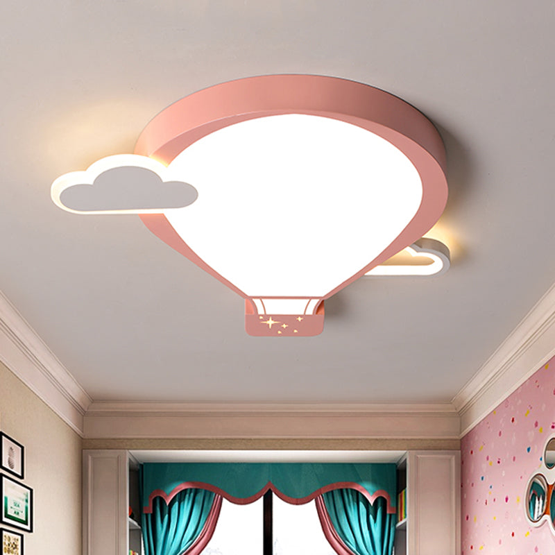 Hot Air Balloon Ceiling Lighting Cartoon Acrylic Pink/Blue LED Flush Mount Lamp in Warm/White Light for Nursery Pink Clearhalo 'Ceiling Lights' 'Close To Ceiling Lights' 'Close to ceiling' 'Flush mount' Lighting' 974224