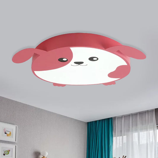 Dog Flush Mount Light Fixture Cartoon Acrylic LED Pink Ceiling Lighting for Kids Bedroom, Warm/White Light Pink Clearhalo 'Ceiling Lights' 'Close To Ceiling Lights' 'Close to ceiling' 'Flush mount' Lighting' 974242