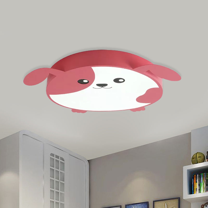 Dog Flush Mount Light Fixture Cartoon Acrylic LED Pink Ceiling Lighting for Kids Bedroom, Warm/White Light Clearhalo 'Ceiling Lights' 'Close To Ceiling Lights' 'Close to ceiling' 'Flush mount' Lighting' 974243