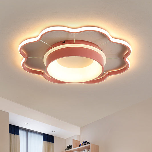 Flower Flush Mount Spotlight Kids Acrylic LED Bedroom Flush Mount Light in Pink/Gold, Warm/White Light Pink Clearhalo 'Ceiling Lights' 'Close To Ceiling Lights' 'Close to ceiling' 'Flush mount' Lighting' 974247