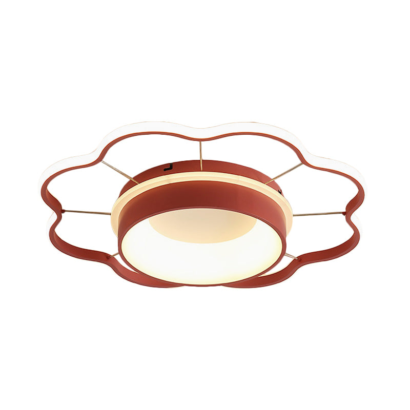 Flower Flush Mount Spotlight Kids Acrylic LED Bedroom Flush Mount Light in Pink/Gold, Warm/White Light Clearhalo 'Ceiling Lights' 'Close To Ceiling Lights' 'Close to ceiling' 'Flush mount' Lighting' 974249