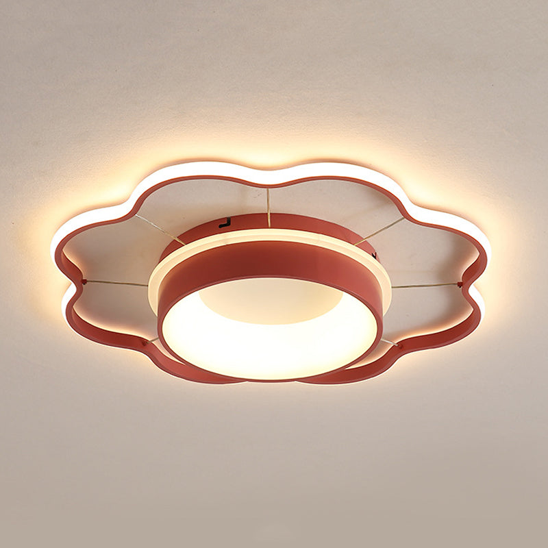 Flower Flush Mount Spotlight Kids Acrylic LED Bedroom Flush Mount Light in Pink/Gold, Warm/White Light Clearhalo 'Ceiling Lights' 'Close To Ceiling Lights' 'Close to ceiling' 'Flush mount' Lighting' 974250