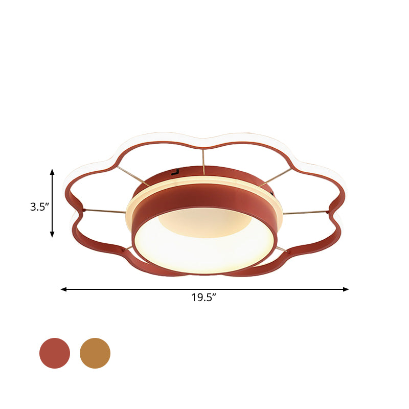 Flower Flush Mount Spotlight Kids Acrylic LED Bedroom Flush Mount Light in Pink/Gold, Warm/White Light Clearhalo 'Ceiling Lights' 'Close To Ceiling Lights' 'Close to ceiling' 'Flush mount' Lighting' 974251