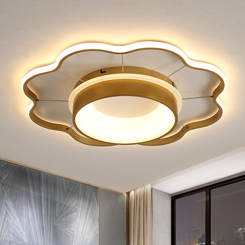 Flower Flush Mount Spotlight Kids Acrylic LED Bedroom Flush Mount Light in Pink/Gold, Warm/White Light Gold Clearhalo 'Ceiling Lights' 'Close To Ceiling Lights' 'Close to ceiling' 'Flush mount' Lighting' 974252