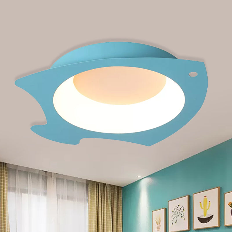 Blue Fish Flush Mount Lamp Cartoon LED Acrylic Ceiling Light Fixture in Warm/White Light for Kids Bedroom Blue Clearhalo 'Ceiling Lights' 'Close To Ceiling Lights' 'Close to ceiling' 'Flush mount' Lighting' 974256