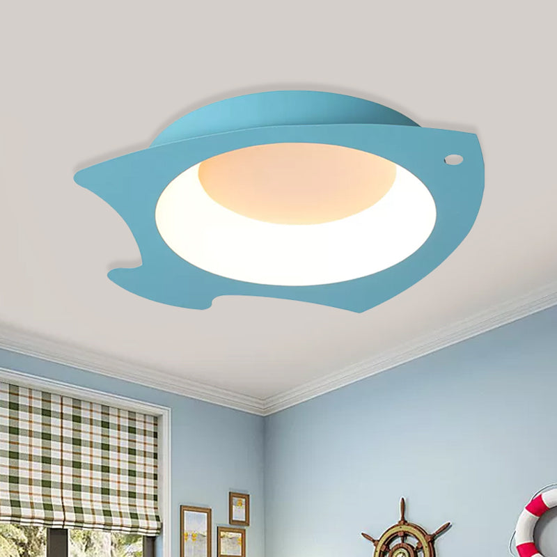 Blue Fish Flush Mount Lamp Cartoon LED Acrylic Ceiling Light Fixture in Warm/White Light for Kids Bedroom Clearhalo 'Ceiling Lights' 'Close To Ceiling Lights' 'Close to ceiling' 'Flush mount' Lighting' 974257