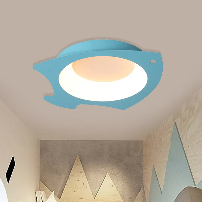 Blue Fish Flush Mount Lamp Cartoon LED Acrylic Ceiling Light Fixture in Warm/White Light for Kids Bedroom Clearhalo 'Ceiling Lights' 'Close To Ceiling Lights' 'Close to ceiling' 'Flush mount' Lighting' 974258