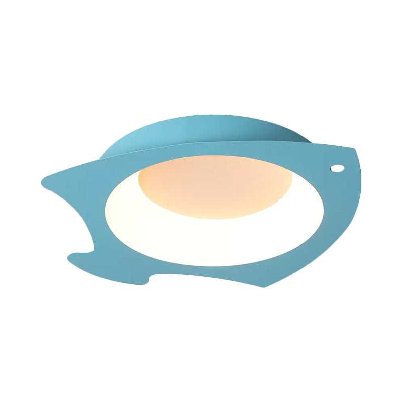 Blue Fish Flush Mount Lamp Cartoon LED Acrylic Ceiling Light Fixture in Warm/White Light for Kids Bedroom Clearhalo 'Ceiling Lights' 'Close To Ceiling Lights' 'Close to ceiling' 'Flush mount' Lighting' 974259