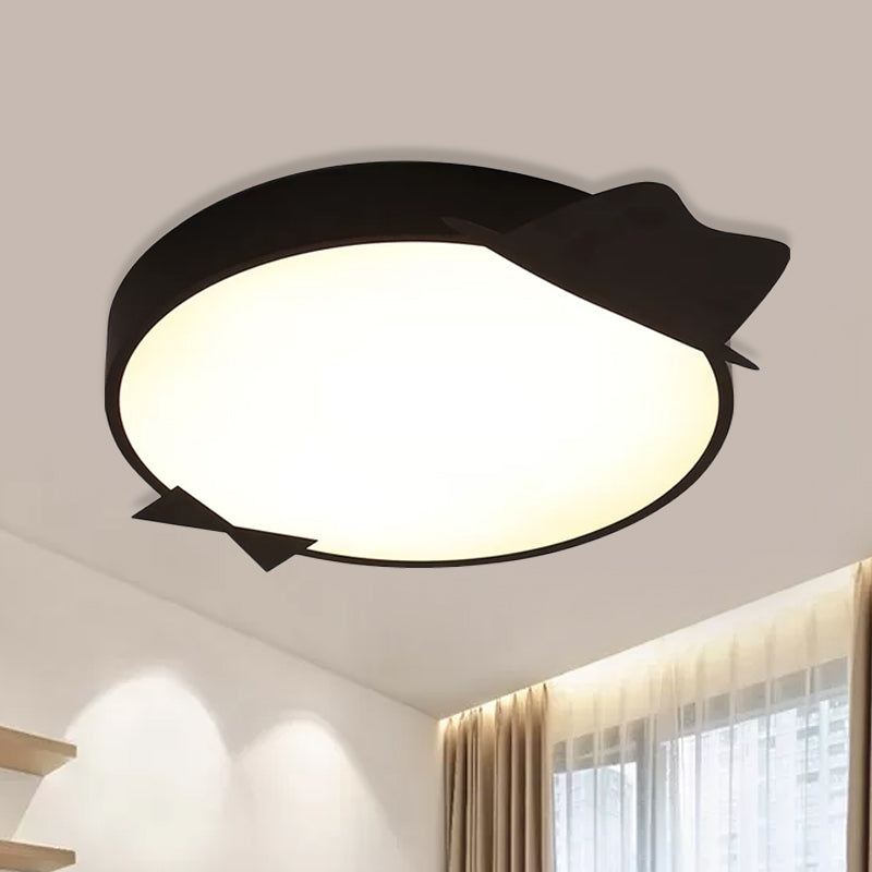 Black Round Flush Mount Lighting Kids LED Acrylic Ceiling Mounted Light in Warm/White Light Black Clearhalo 'Ceiling Lights' 'Close To Ceiling Lights' 'Close to ceiling' 'Flush mount' Lighting' 974261