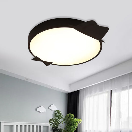 Black Round Flush Mount Lighting Kids LED Acrylic Ceiling Mounted Light in Warm/White Light Clearhalo 'Ceiling Lights' 'Close To Ceiling Lights' 'Close to ceiling' 'Flush mount' Lighting' 974263