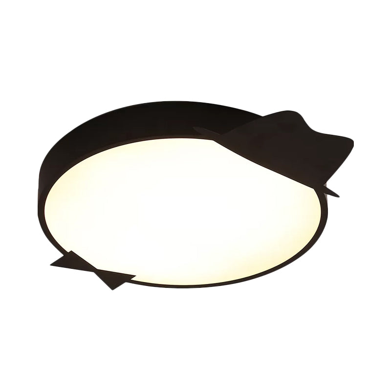 Black Round Flush Mount Lighting Kids LED Acrylic Ceiling Mounted Light in Warm/White Light Clearhalo 'Ceiling Lights' 'Close To Ceiling Lights' 'Close to ceiling' 'Flush mount' Lighting' 974264