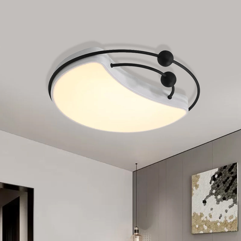 Metal Moon Ceiling Flush Mount Nordic LED White Finish Flush Light Fixture for Bedroom Clearhalo 'Ceiling Lights' 'Close To Ceiling Lights' 'Close to ceiling' 'Flush mount' Lighting' 974273