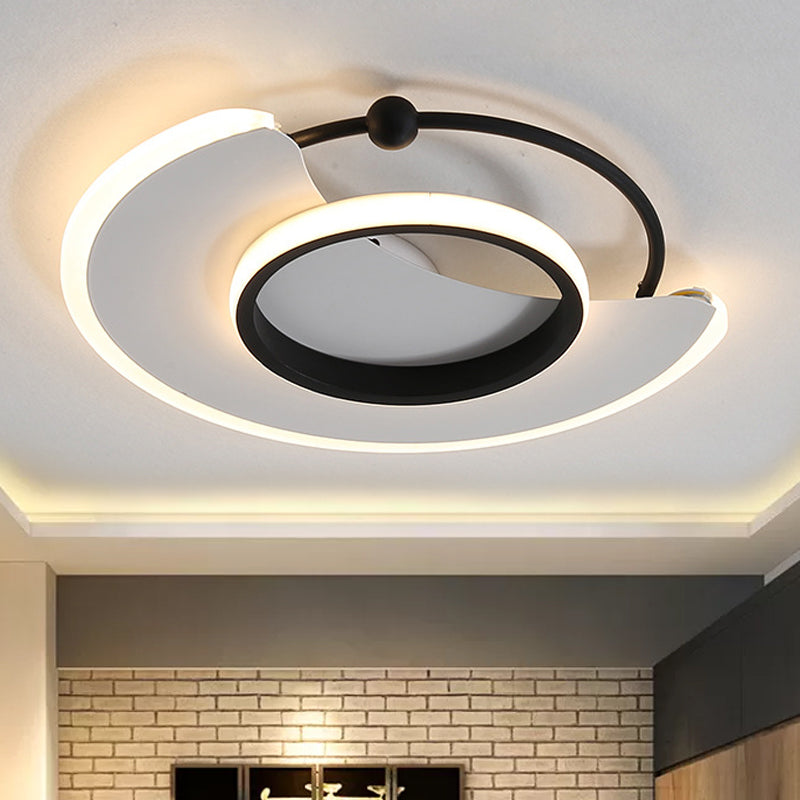 White Moon Shaped Flushmount Modern LED Acrylic Ceiling Flush Mount Light for Bedroom White Clearhalo 'Ceiling Lights' 'Close To Ceiling Lights' 'Close to ceiling' 'Flush mount' Lighting' 974276