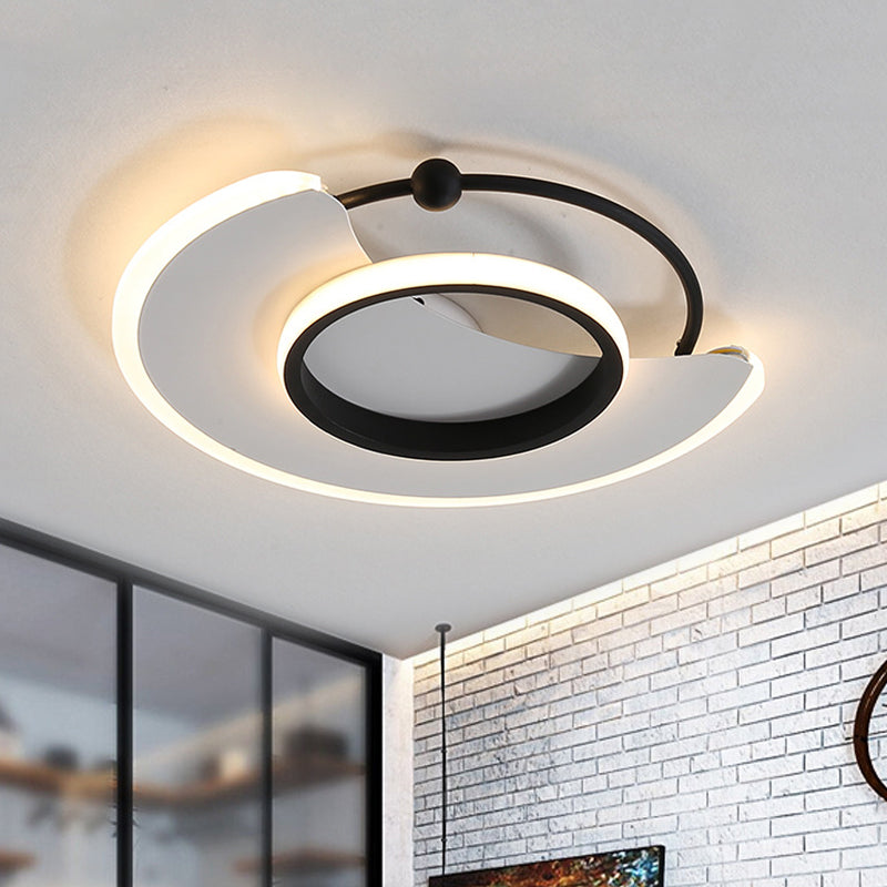 White Moon Shaped Flushmount Modern LED Acrylic Ceiling Flush Mount Light for Bedroom Clearhalo 'Ceiling Lights' 'Close To Ceiling Lights' 'Close to ceiling' 'Flush mount' Lighting' 974277