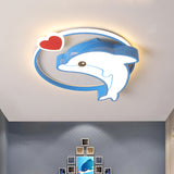 Blue Dolphin Flush Light Fixture Cartoon LED Acrylic Ceiling Flush Mount in Warm/White Light for Nursery Clearhalo 'Ceiling Lights' 'Close To Ceiling Lights' 'Close to ceiling' 'Flush mount' Lighting' 974302