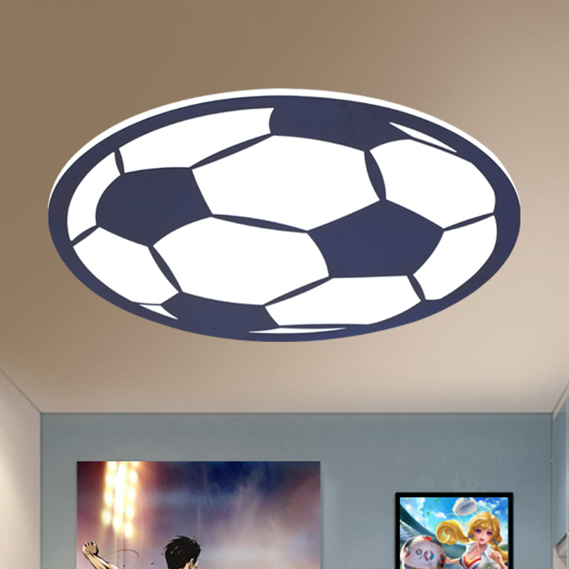 Football Acrylic Flush Ceiling Light Cartoon White/Black/Pink LED Flush Mount Lighting Fixture for Nursery Blue Clearhalo 'Ceiling Lights' 'Close To Ceiling Lights' 'Close to ceiling' 'Flush mount' Lighting' 974306