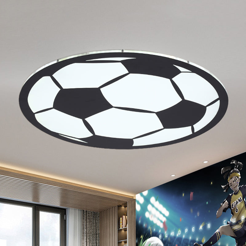 Football Acrylic Flush Ceiling Light Cartoon White/Black/Pink LED Flush Mount Lighting Fixture for Nursery Black Clearhalo 'Ceiling Lights' 'Close To Ceiling Lights' 'Close to ceiling' 'Flush mount' Lighting' 974311