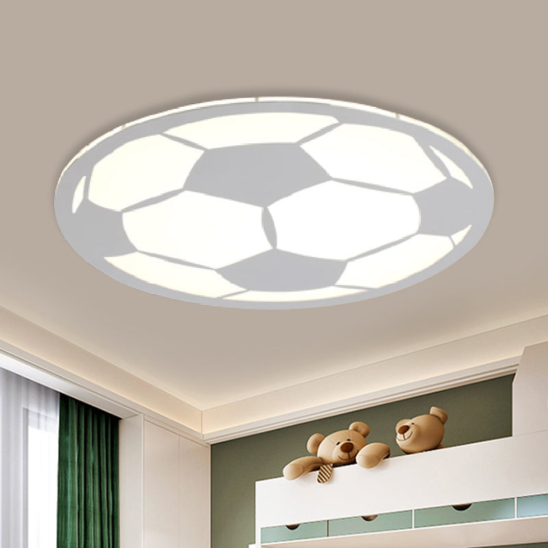 Football Acrylic Flush Ceiling Light Cartoon White/Black/Pink LED Flush Mount Lighting Fixture for Nursery White Clearhalo 'Ceiling Lights' 'Close To Ceiling Lights' 'Close to ceiling' 'Flush mount' Lighting' 974315