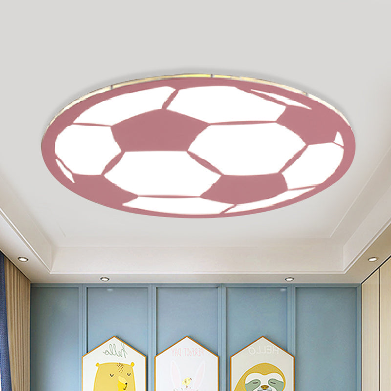 Football Acrylic Flush Ceiling Light Cartoon White/Black/Pink LED Flush Mount Lighting Fixture for Nursery Pink Clearhalo 'Ceiling Lights' 'Close To Ceiling Lights' 'Close to ceiling' 'Flush mount' Lighting' 974319