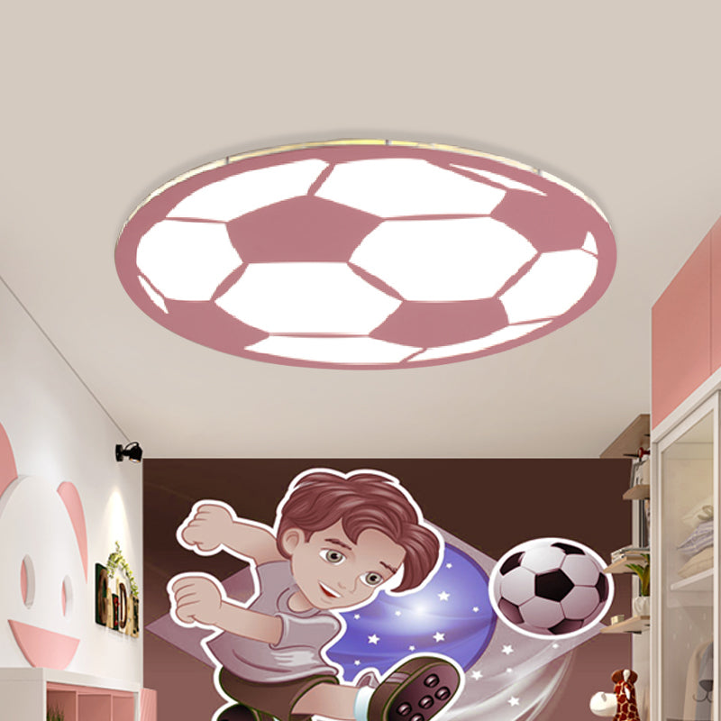 Football Acrylic Flush Ceiling Light Cartoon White/Black/Pink LED Flush Mount Lighting Fixture for Nursery Clearhalo 'Ceiling Lights' 'Close To Ceiling Lights' 'Close to ceiling' 'Flush mount' Lighting' 974320