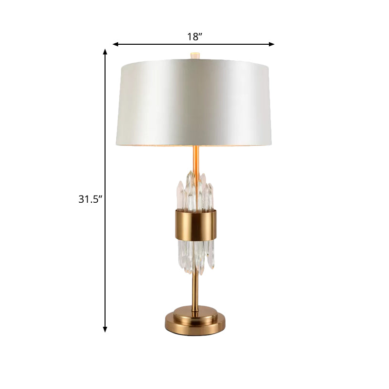 1 Head Living Room Table Light Postmodern White-Brass Nightstand Lamp with Round Fabric Shade Clearhalo 'Lamps' 'Table Lamps' Lighting' 974368