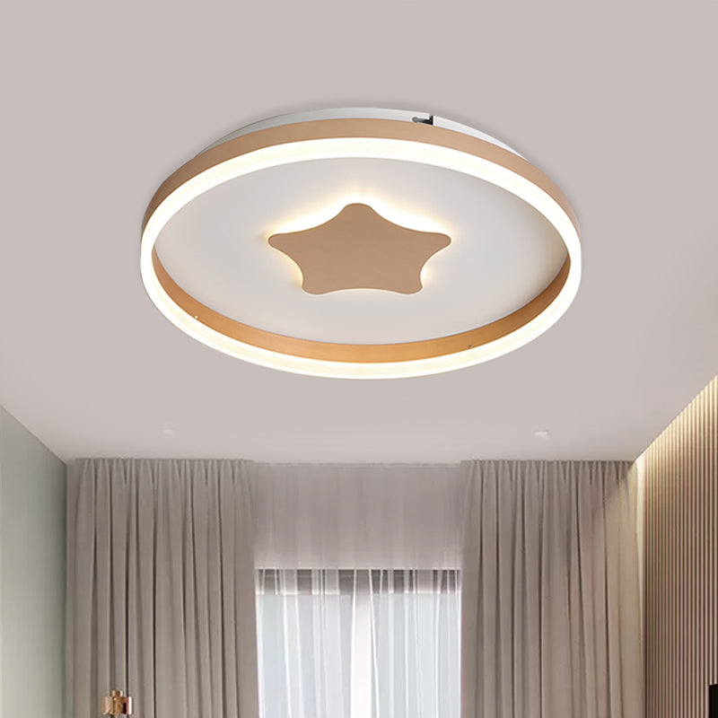 Acrylic Star Flushmount Lighting Minimalist LED White Flush Lamp in White/Warm Light for Bedroom, 16"/19.5" Dia Clearhalo 'Ceiling Lights' 'Close To Ceiling Lights' 'Close to ceiling' 'Flush mount' Lighting' 974376