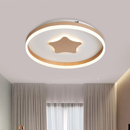 Acrylic Star Flushmount Lighting Minimalist LED White Flush Lamp in White/Warm Light for Bedroom, 16"/19.5" Dia Clearhalo 'Ceiling Lights' 'Close To Ceiling Lights' 'Close to ceiling' 'Flush mount' Lighting' 974376