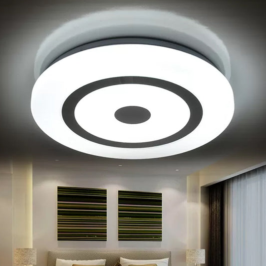 15"/19" Dia Modern Round Flush Mount Fixture Acrylic LED Bedroom Flush Lighting in Black and White White Clearhalo 'Ceiling Lights' 'Close To Ceiling Lights' 'Close to ceiling' 'Flush mount' Lighting' 974386