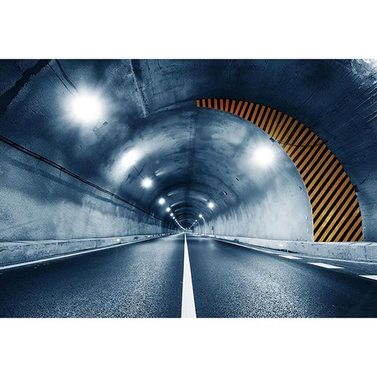 Whole Outspread Tunnel Mural Wallpaper for Bar Decoration 3D Effect Wall Art in Blue, Stain-Resistant Clearhalo 'Wall Decor' 'Wall Mural' 977123