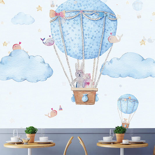 Blue Balloon and Sky Mural Wallpaper Stain-Resistant Wall Covering for Boy's Bedroom Decoration Clearhalo 'Wall Decor' 'Wall Mural' 977215