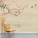 Waterproofing Bird and Blossoms Mural Wallpaper Traditional Wall Covering for Living Room Clearhalo 'Wall Decor' 'Wall Mural' 977471