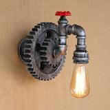 Gear Shaped Iron Wall Lamp with Bare Bulb Industrial Vintage 1 Head Restaurant Wall Sconce in Aged Silver Clearhalo 'Art deco wall lights' 'Cast Iron' 'Glass' 'Industrial wall lights' 'Industrial' 'Middle century wall lights' 'Modern' 'Rustic wall lights' 'Tiffany' 'Traditional wall lights' 'Wall Lamps & Sconces' 'Wall Lights' Lighting' 97768