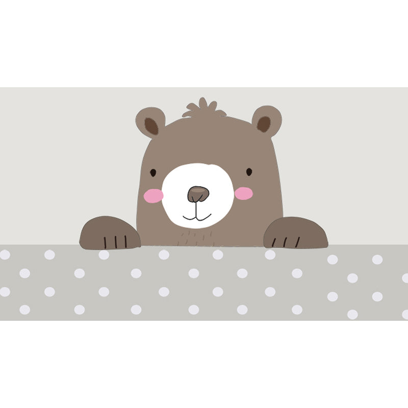 Whole Cartoon Bear Wall Art for Children's Bedroom Polka Dot Wall Mural in Brown, Water-Resistant Clearhalo 'Wall Decor' 'Wall Mural' 977692