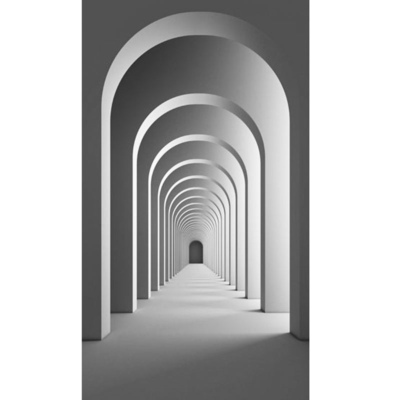 Whole 3D Visual Extensive Tunnel Mural for Office Room Fantasy Wall Decor  in Grey - Clearhalo