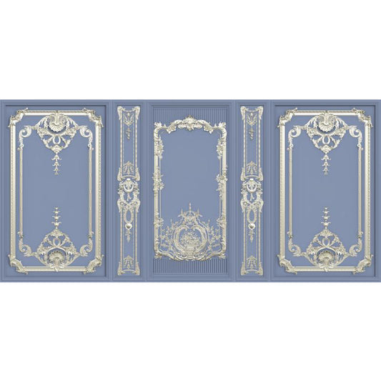 Blue Classic Wall Mural Decal Customized Size 3D Effect Frame Wall Art for Guest Room Decor Clearhalo 'Wall Decor' 'Wall Mural' 977967