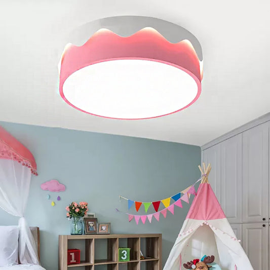 Kids Round Cake Flush Ceiling Light Acrylic LED Ceiling Lamp in Pink for Girls Bedroom Pink Clearhalo 'Ceiling Lights' 'Close To Ceiling Lights' 'Close to ceiling' 'Flush mount' Lighting' 97821