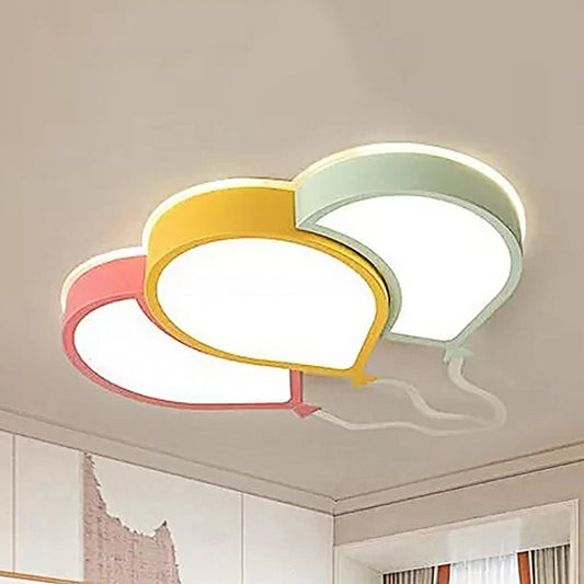 Acrylic Flat Balloon Ceiling Light Macaron Loft LED Ceiling Lamp for Kid Bedroom Pink-Yellow-Green Clearhalo 'Ceiling Lights' 'Close To Ceiling Lights' 'Close to ceiling' 'Flush mount' Lighting' 97834