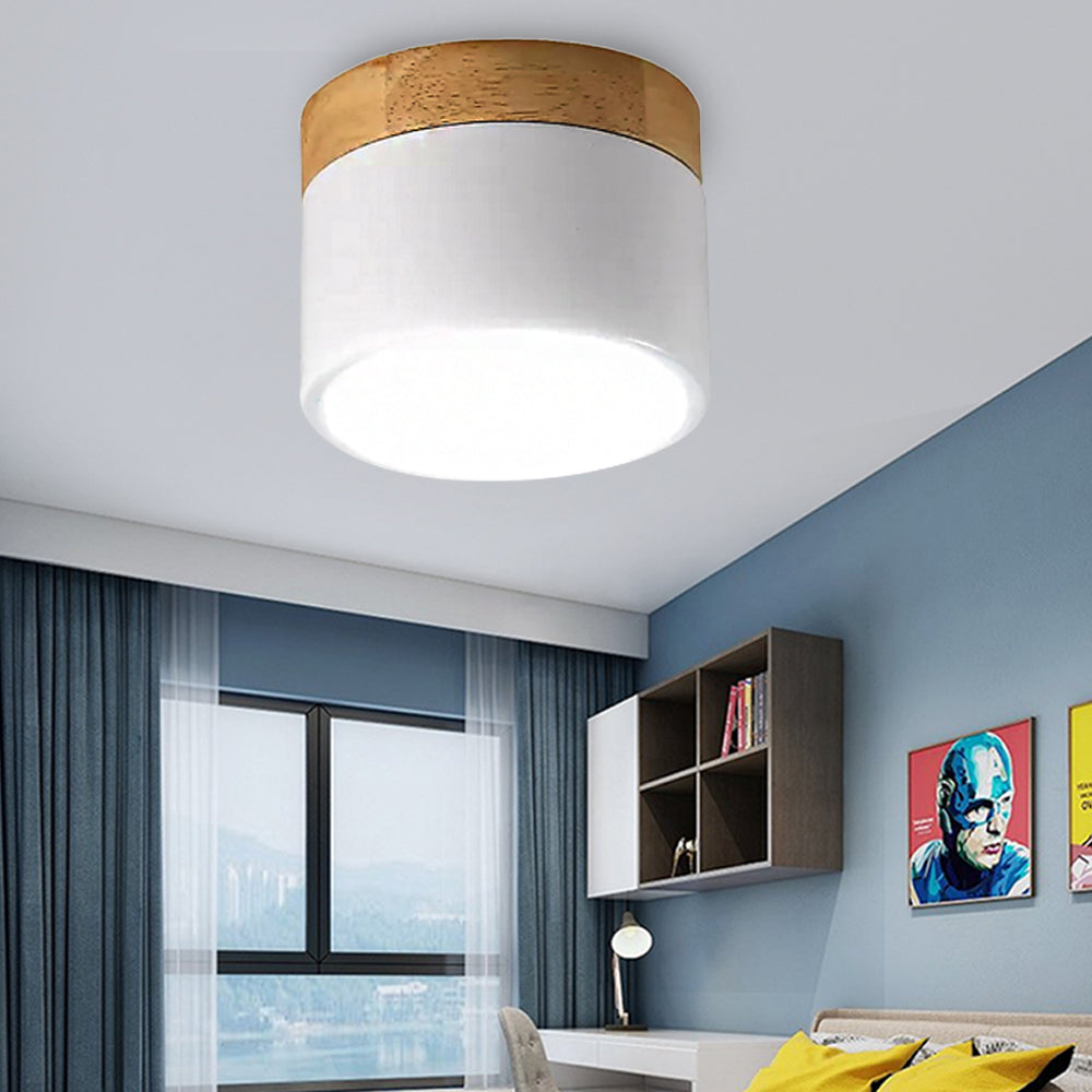 Simple Stylish Drum Ceiling Mount Light Acrylic LED Spot Light in White for Living Lift White Clearhalo 'Ceiling Lights' 'Close To Ceiling Lights' 'Close to ceiling' 'Flush mount' Lighting' 97839