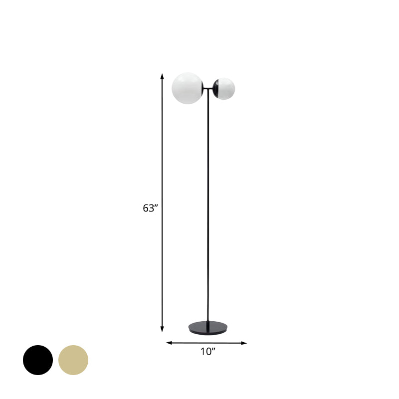 Globe Floor Light Nordic Metallic LED Living Room Standing Lamp with White Glass Shade in Black/Gold Clearhalo 'Floor Lamps' 'Lamps' Lighting' 978423