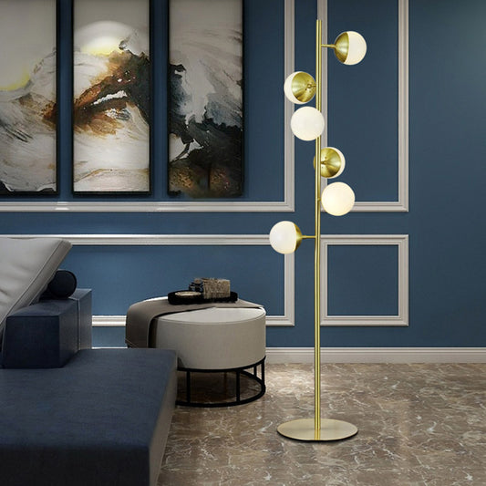 Metal Ball Shape Standing Light Simplicity LED Gold Floor Reading Lamp for Living Room Gold Clearhalo 'Floor Lamps' 'Lamps' Lighting' 978492