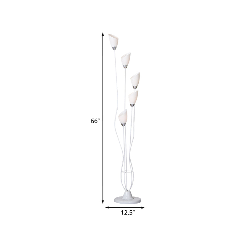 Metal Torchiere Floor Reading Lamp Contemporary 5-Bulb White Standing Light for Study Room Clearhalo 'Floor Lamps' 'Lamps' Lighting' 978515