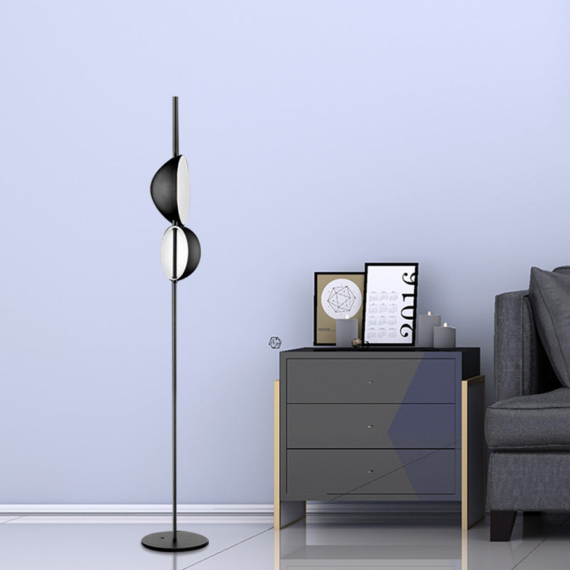 Nordic Semi-Orb Floor Reading Light Metallic LED Living Room Standing Lamp in Black/Gold Clearhalo 'Floor Lamps' 'Lamps' Lighting' 978533