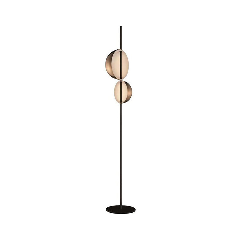 Nordic Semi-Orb Floor Reading Light Metallic LED Living Room Standing Lamp in Black/Gold Clearhalo 'Floor Lamps' 'Lamps' Lighting' 978539