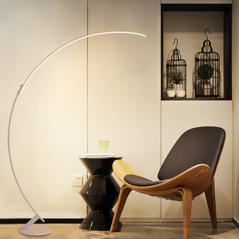 Arched Standing Lighting Simplicity Metallic LED White Floor Reading Lamp, Warm/White Light Clearhalo 'Floor Lamps' 'Lamps' Lighting' 978633