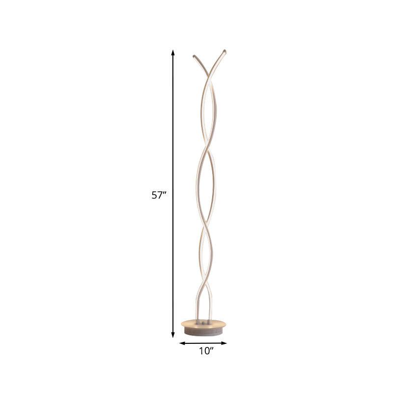 Twist Reading Floor Lamp Simplicity Metallic LED White Stand Up Lighting for Bedroom, Warm/White Light Clearhalo 'Floor Lamps' 'Lamps' Lighting' 978663